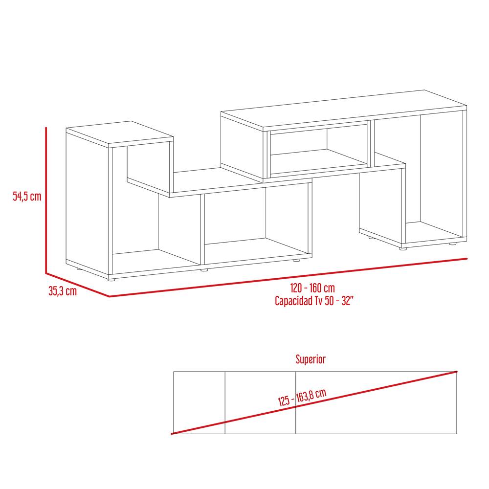 Rack Beijing Blanco 160 cm Extensible - Muebles para TV | Bylmo
