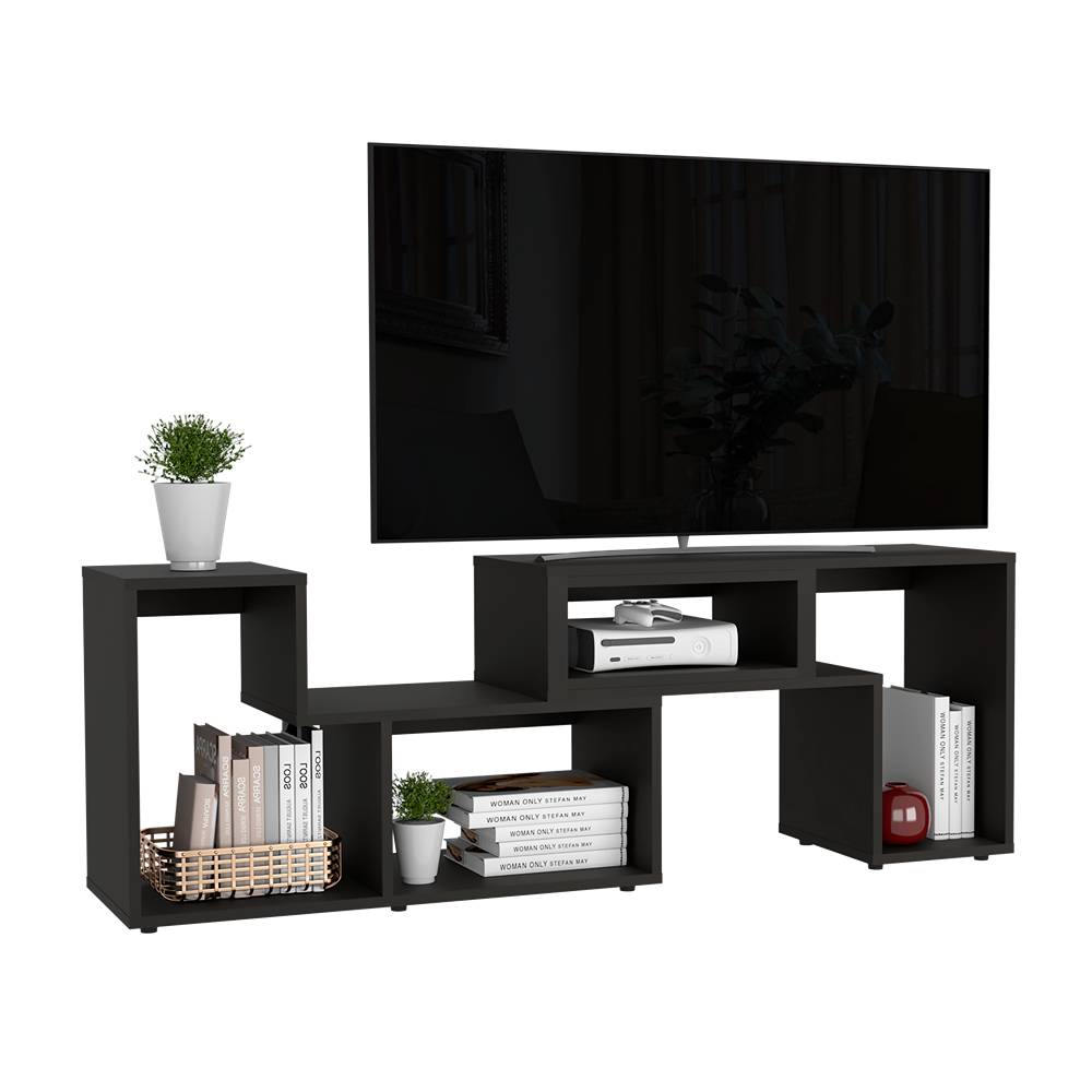 Rack de TV Extensible Beijing Wengue 160x57cm Para TV Hasta 40 Pulgadas sin Cajones y con Patas - Muebles para TV | Bylmo