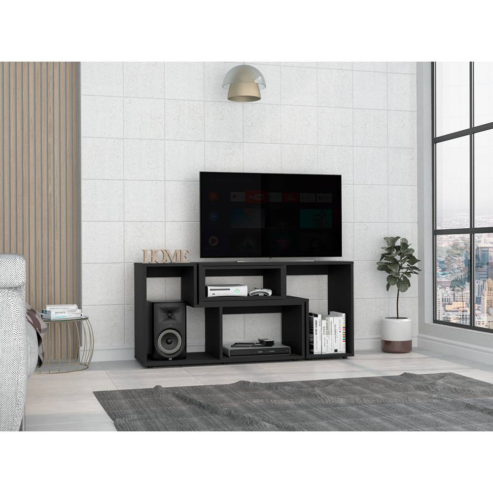 Rack de TV Extensible Beijing Wengue 160x57cm Para TV Hasta 40 Pulgadas sin Cajones y con Patas - Muebles para TV | Bylmo