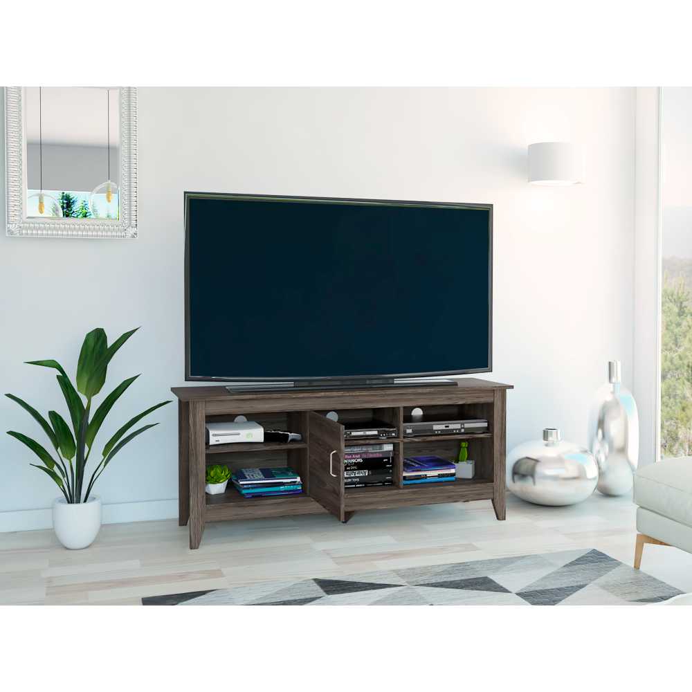 Rack de TV Essential Coñac 147.5x61.5cm Para TV Hasta 65 Pulgadas con Un Cajón con Ranuras para Cables y con Patas - Muebles para TV | Bylmo