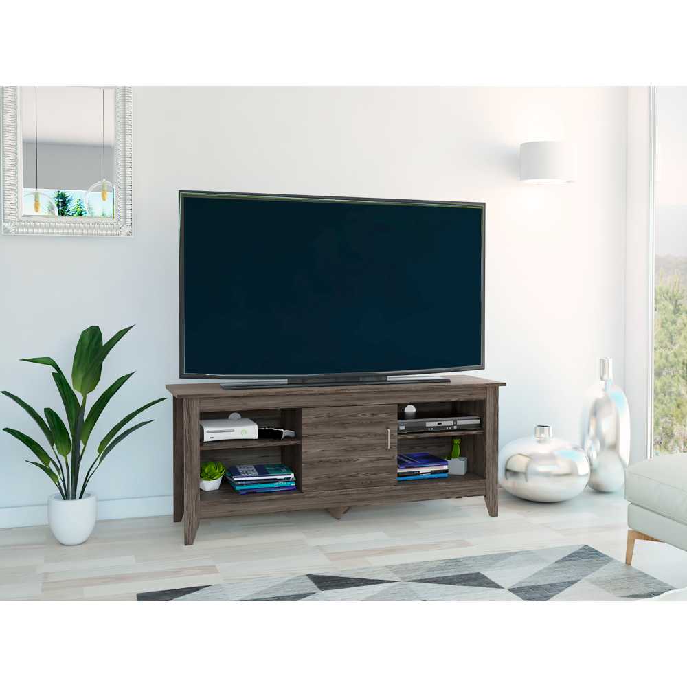 Rack de TV Essential Coñac 147.5x61.5cm Para TV Hasta 65 Pulgadas con Un Cajón con Ranuras para Cables y con Patas - Muebles para TV | Bylmo