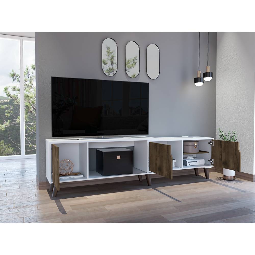 Rack Nordic Plus Bellota y Blanco 200 cm Extensible con Tres Puertas - Muebles para TV | Bylmo
