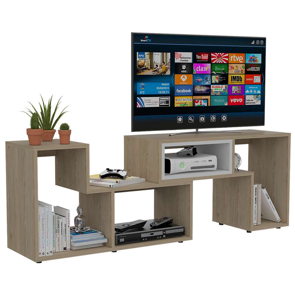 Rack de TV Zembrano Rovere 160x54.5cm para TV Hasta 40 Pulgadas y con Cuatro Compartimientos - Muebles para TV | Bylmo