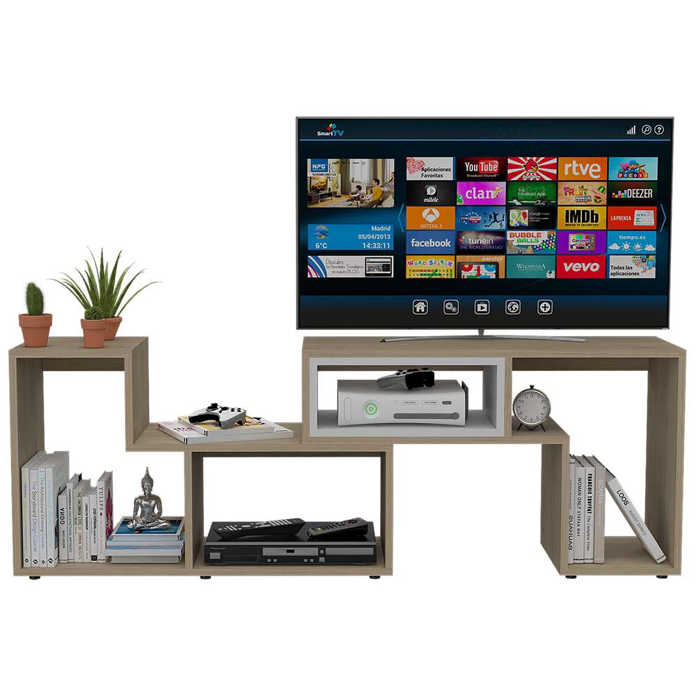 Rack de TV Zembrano Rovere 160x54.5cm para TV Hasta 40 Pulgadas y con Cuatro Compartimientos - Muebles para TV | Bylmo