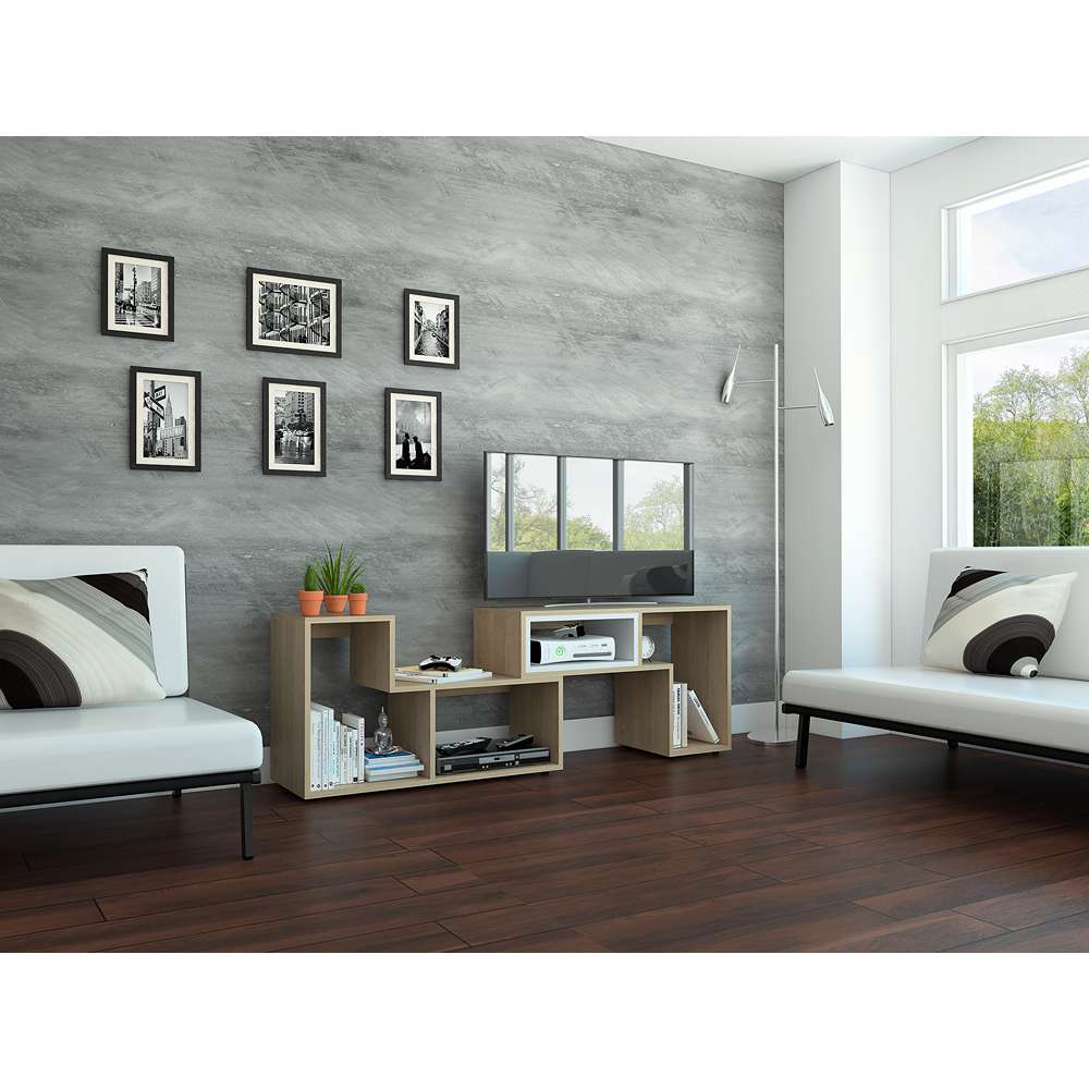 Rack Beijing Rovere y Blanco 160 cm Extensible - Muebles para TV | Bylmo