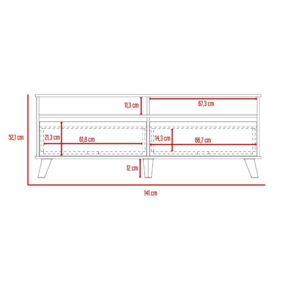 Rack de TV Benett Duna y Blanco 141x53.5cm para TV Hasta 60 Pulgadas y con Dos Compartimientos - Muebles para TV | Bylmo