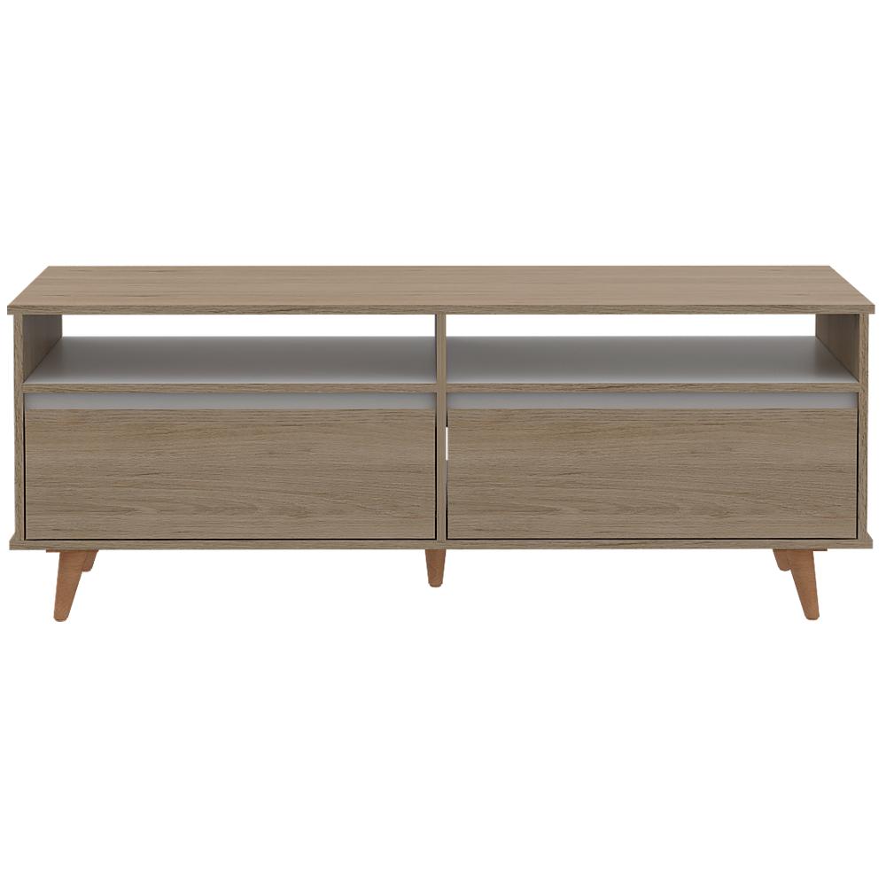 Rack Benett Rovere y Blanco 141 cm con Dos Cajones - Muebles para TV | Bylmo