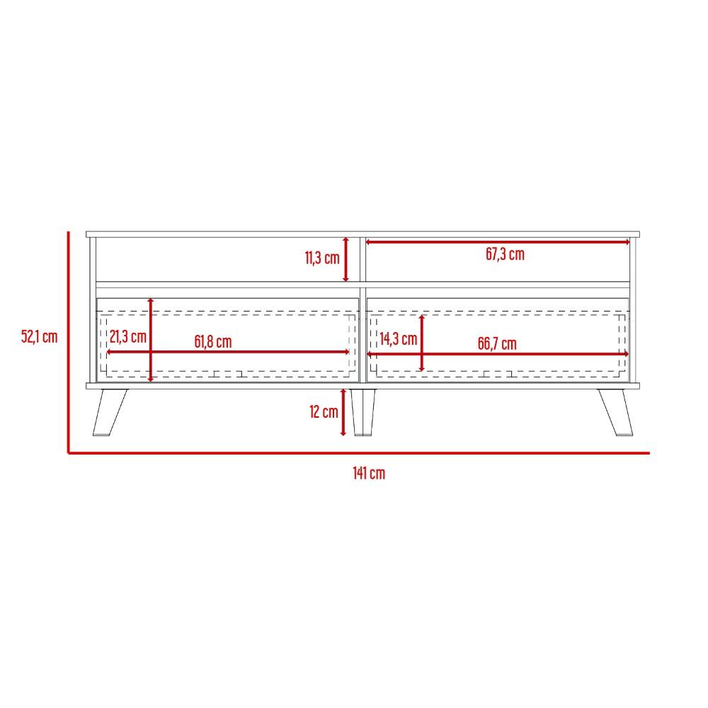 Rack Benett Rovere y Blanco 141 cm con Dos Cajones - Muebles para TV | Bylmo