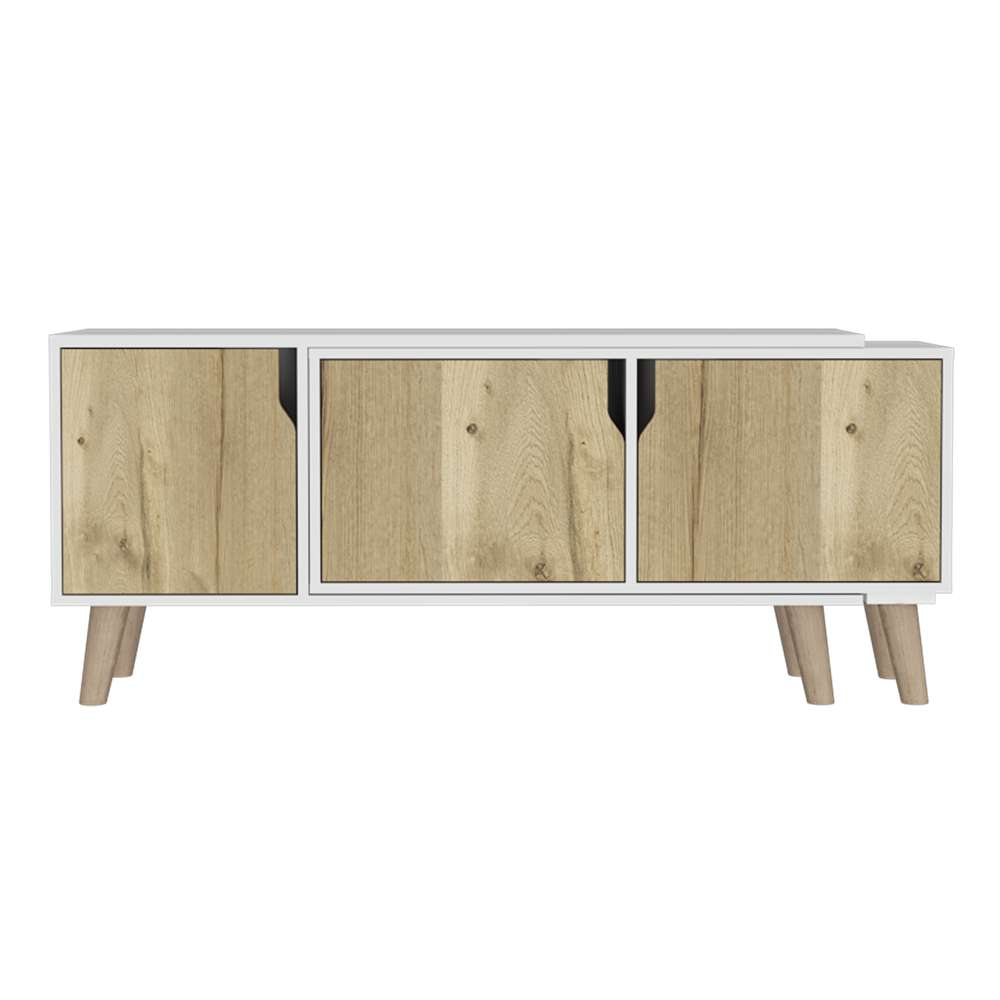 Rack Nordic Duna y Blanco 200 cm Extensible con Tres Puertas - Muebles para TV | Bylmo