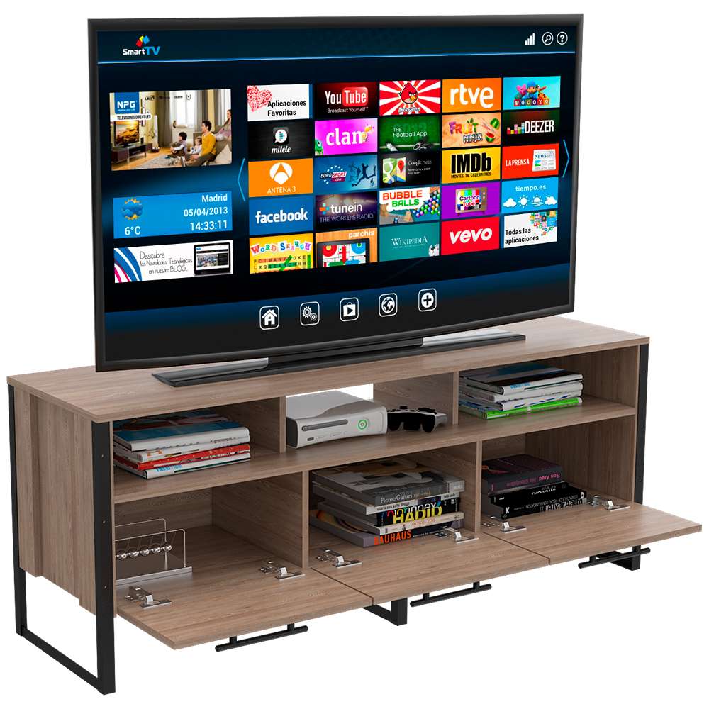 Rack de TV Magnum Miel 139.5x54.9cm Para TV Hasta 60 Pulgadas con Tres Cajones y con Patas - Muebles para TV | Bylmo