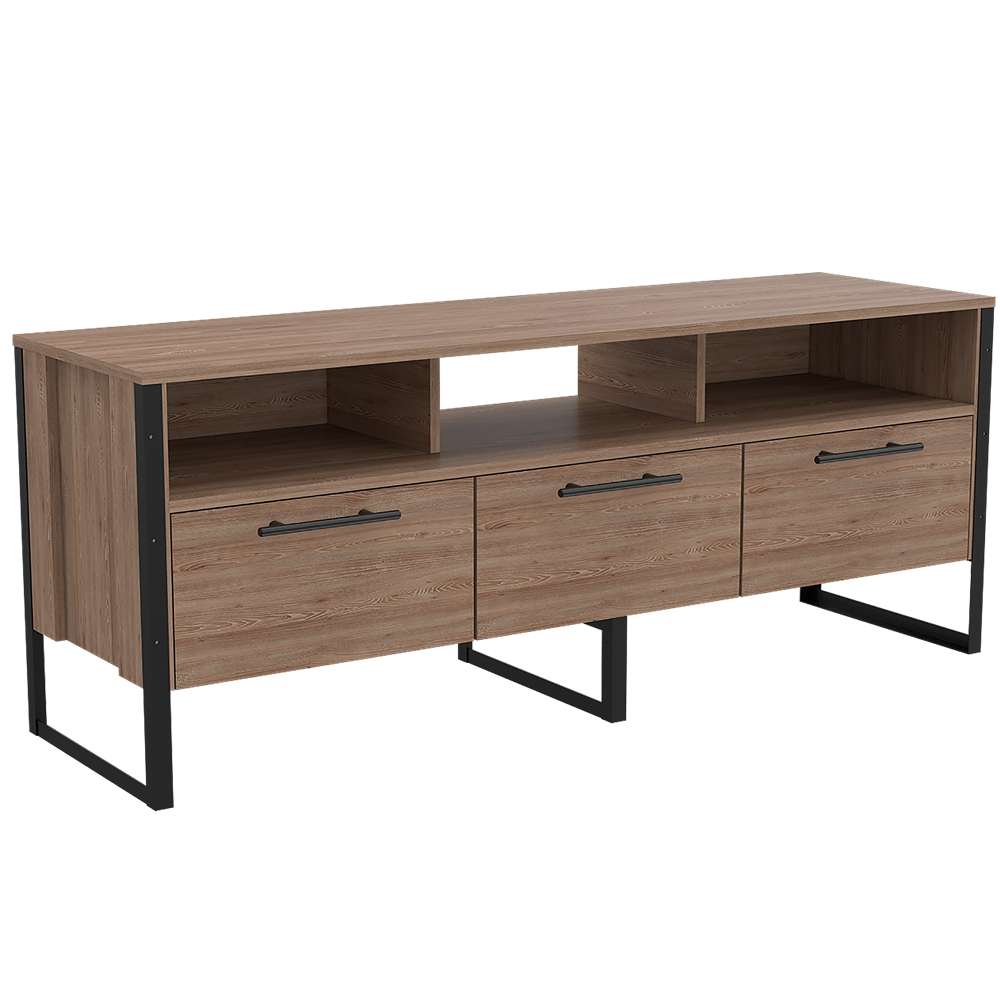 Rack de TV Magnum Miel 139.5x54.9cm Para TV Hasta 60 Pulgadas con Tres Cajones y con Patas - Muebles para TV | Bylmo