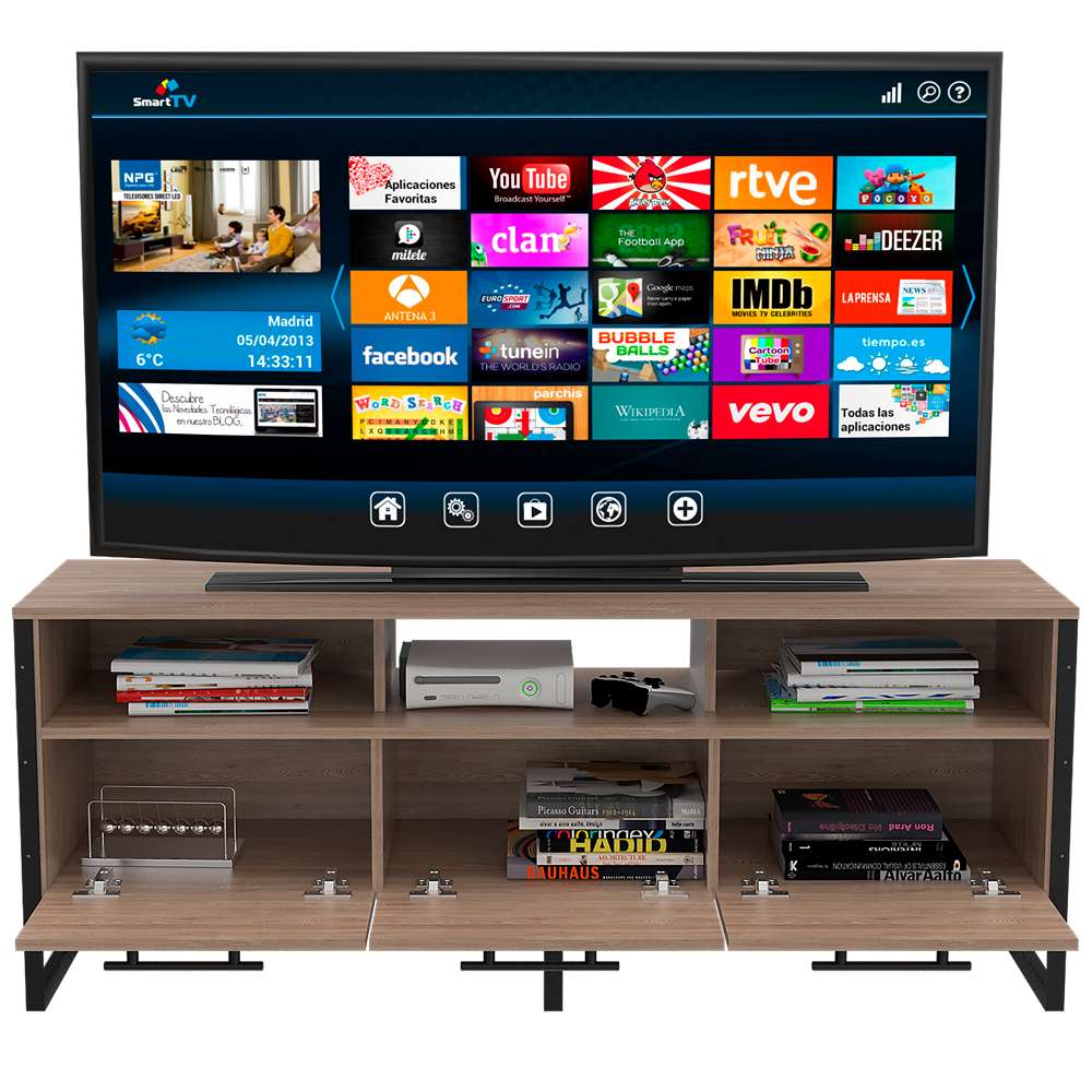 Rack de TV Magnum Miel 139.5x54.9cm Para TV Hasta 60 Pulgadas con Tres Cajones y con Patas - Muebles para TV | Bylmo