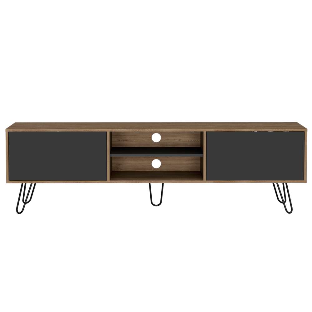 Rack de TV Vassel Miel 180x52.5cm para TV Hasta 70 Pulgadas con Ranuras para Cables y con Cuatro Compartimientos - Muebles para TV | Bylmo