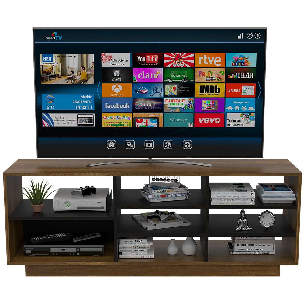 Rack de TV Vedra Caramelo 165.4x60.6cm Para TV Hasta 75 Pulgadas sin Cajones - Muebles para TV | Bylmo