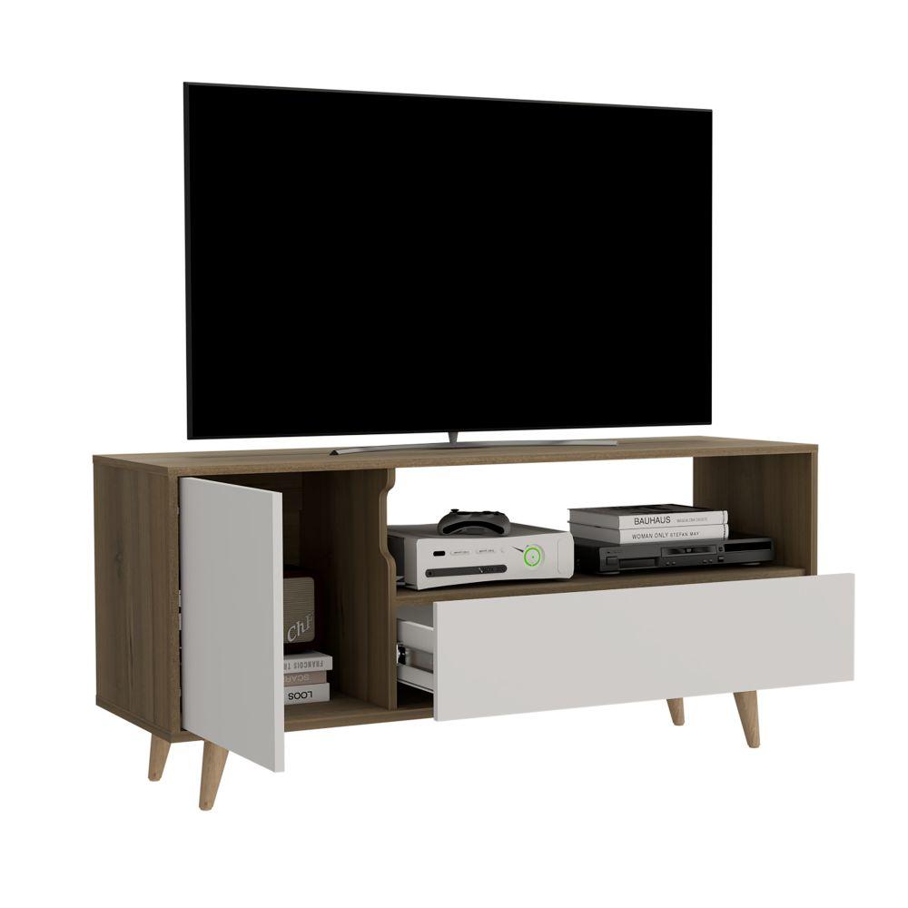 Rack Lavanda Expreso y Blanco 130 cm con Una Puerta y Un Cajón - Muebles para TV | Bylmo