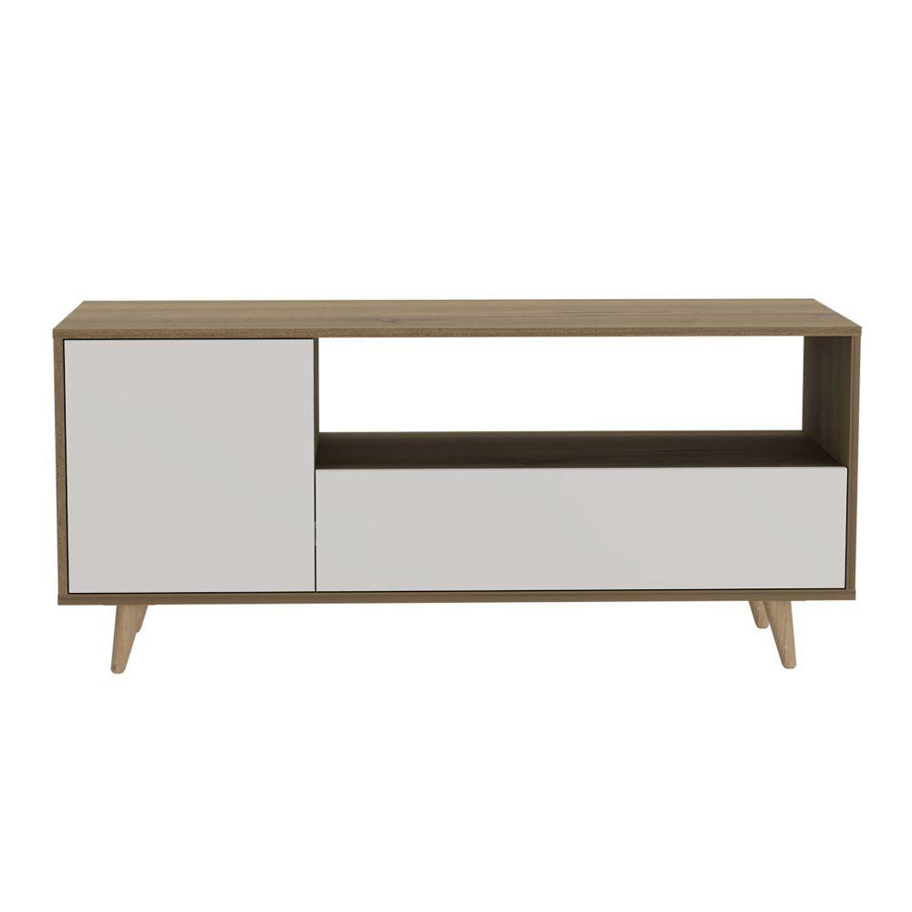 Rack Lavanda Expreso y Blanco 130 cm con Una Puerta y Un Cajón - Muebles para TV | Bylmo
