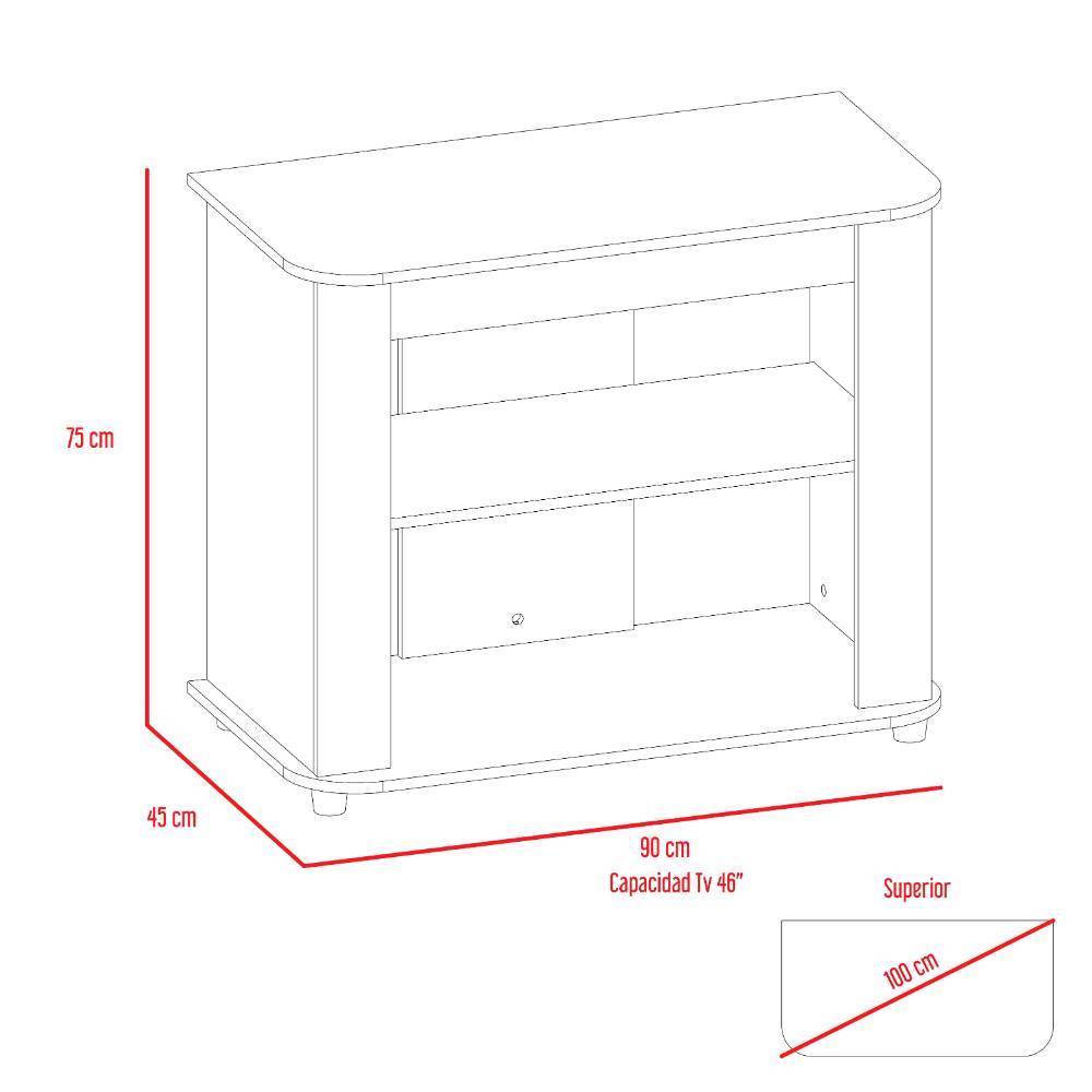 Rack de TV Maori Rovere 90x75cm Para TV Hasta 40 Pulgadas sin Cajones y con Patas - Muebles para TV | Bylmo