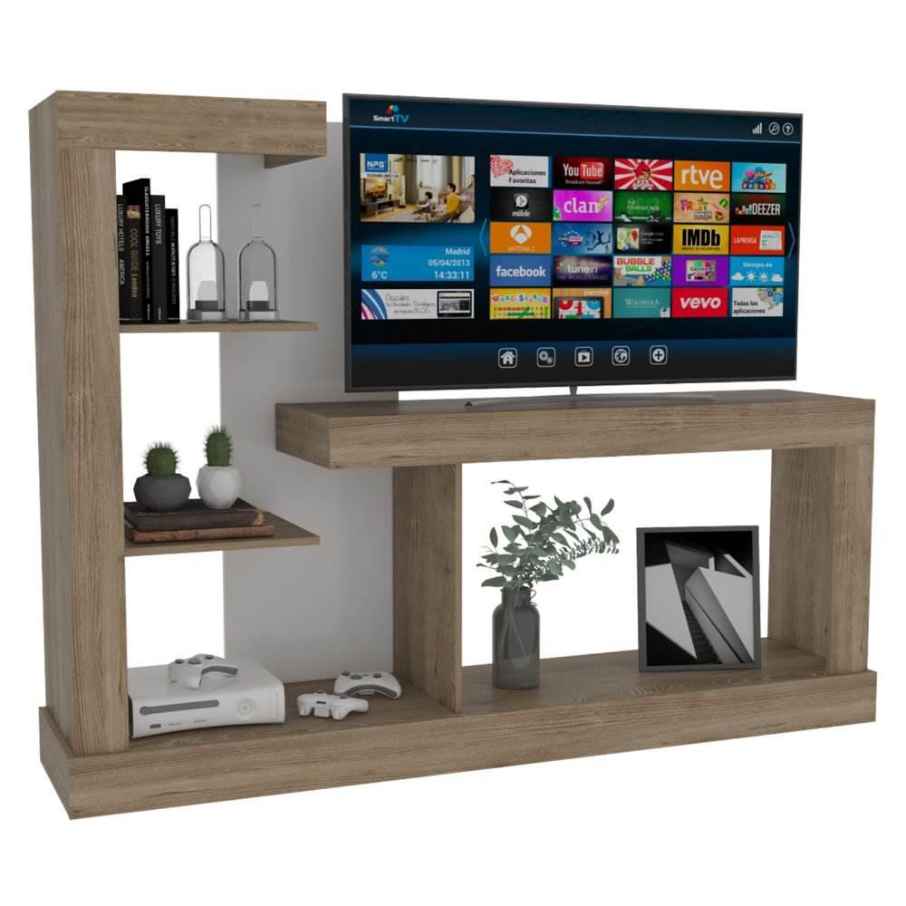 Rack de TV Minotti Miel y Blanco 180x133.5cm para TV Hasta 55 Pulgadas y con Tres Compartimientos - Muebles para TV | Bylmo