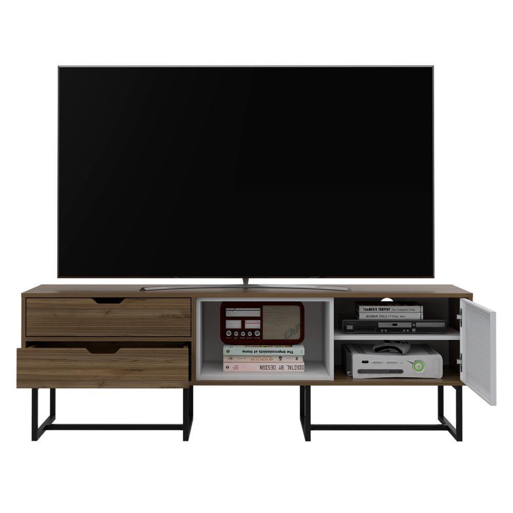 Rack Pergamo Gales y Blanco 162 cm con Una Puerta y Dos Cajones - Muebles para TV | Bylmo