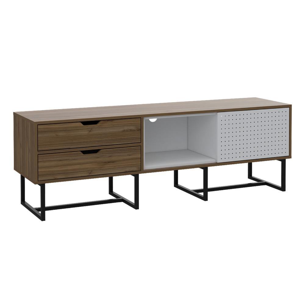 Rack Pergamo Gales y Blanco 162 cm con Una Puerta y Dos Cajones - Muebles para TV | Bylmo