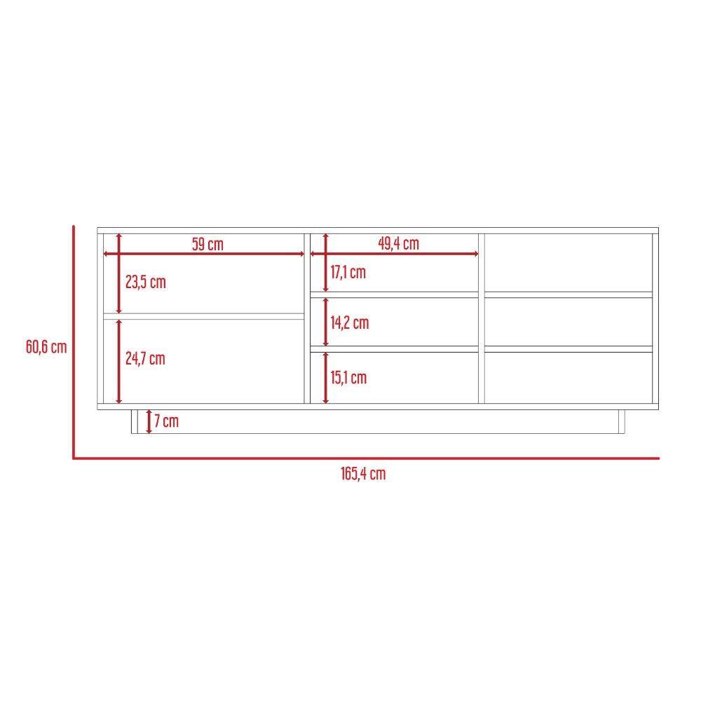 Rack Audra Duna y Cemento 165 cm con Entrepaños - Muebles para TV | Bylmo