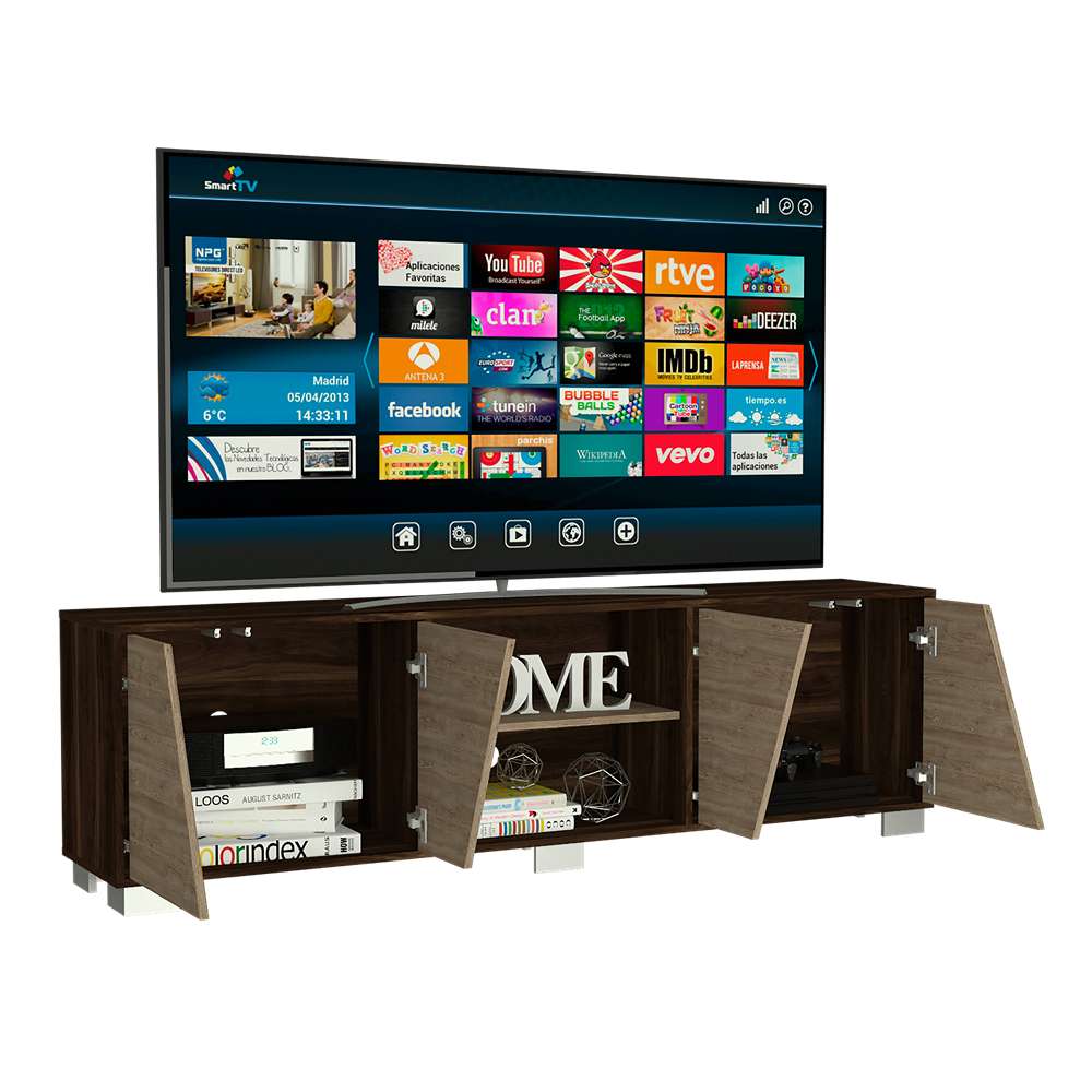 Rack de TV Fraktal Habano 180x180cm Para TV Hasta 75 Pulgadas con Dos Cajones con Ranuras para Cables y con Patas - Muebles de TV | Bylmo