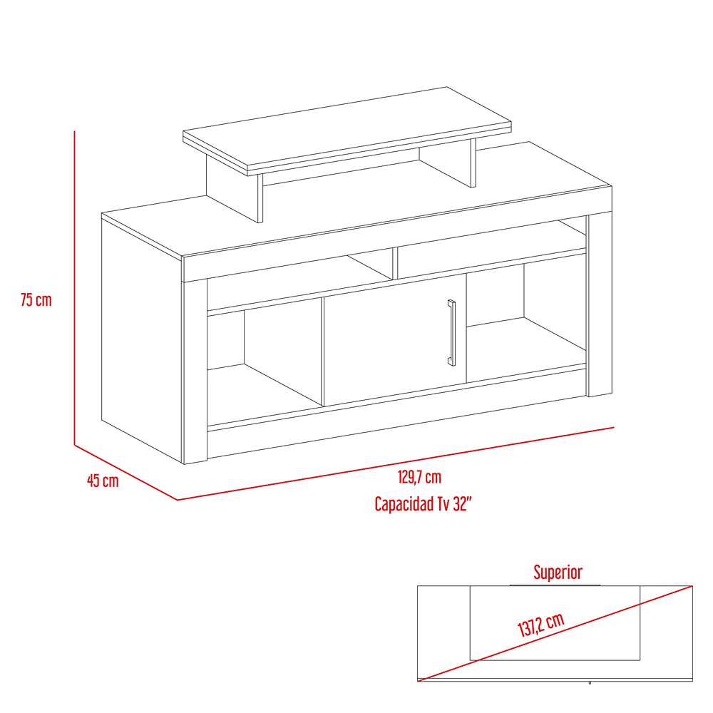 Rack Florida Wengue 129 cm con Una Puerta - Muebles para TV | Bylmo