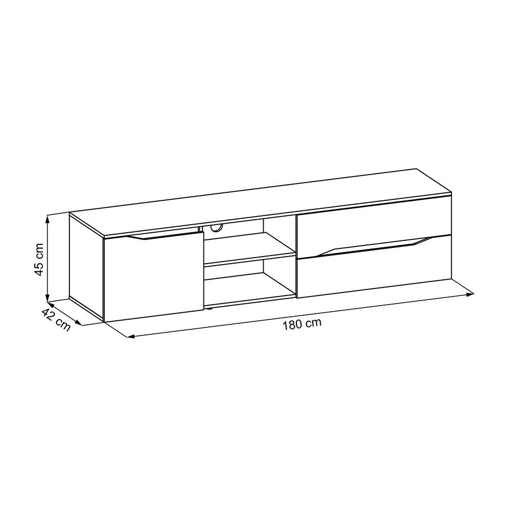 Rack Piero Duan y Taupe 180 cm con Una Puerta y Dos Cajones - Muebles para TV | Bylmo
