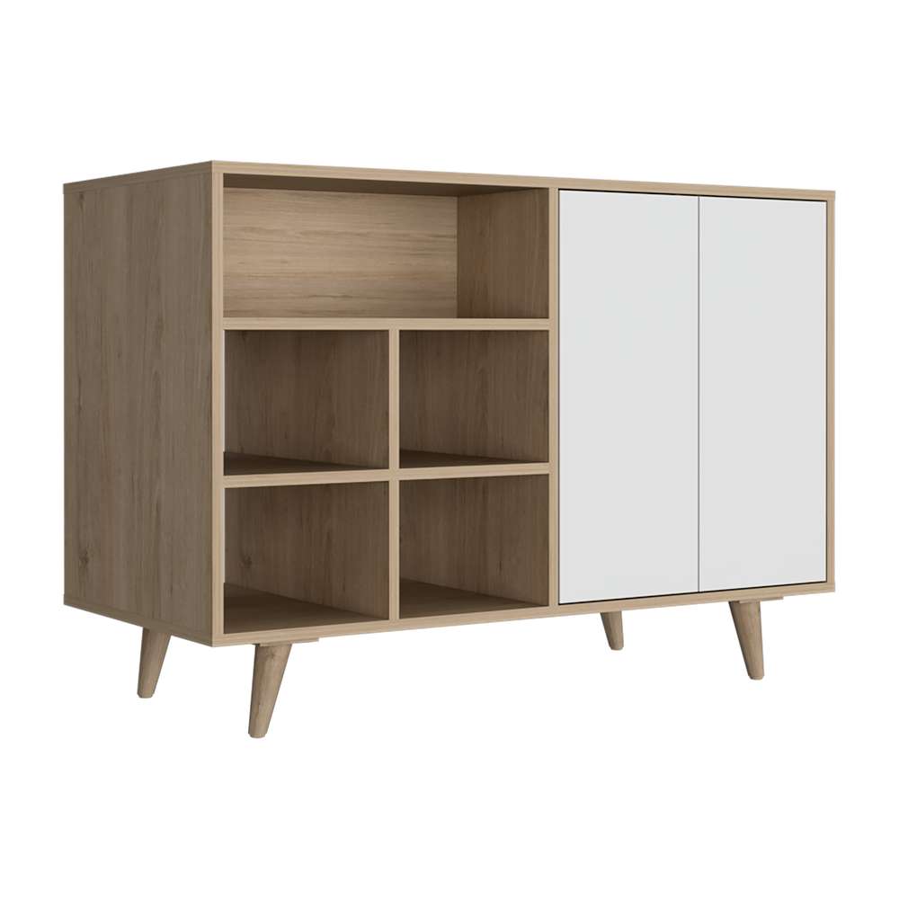 Recibidor Bora Rovere y Blanco 104 cm con Dos Puertas y Zapatero - Bifes | Bylmo