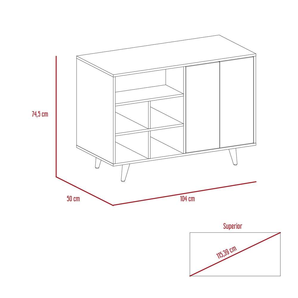 Recibidor Bora Rovere y Blanco 104 cm con Dos Puertas y Zapatero - Bifes | Bylmo