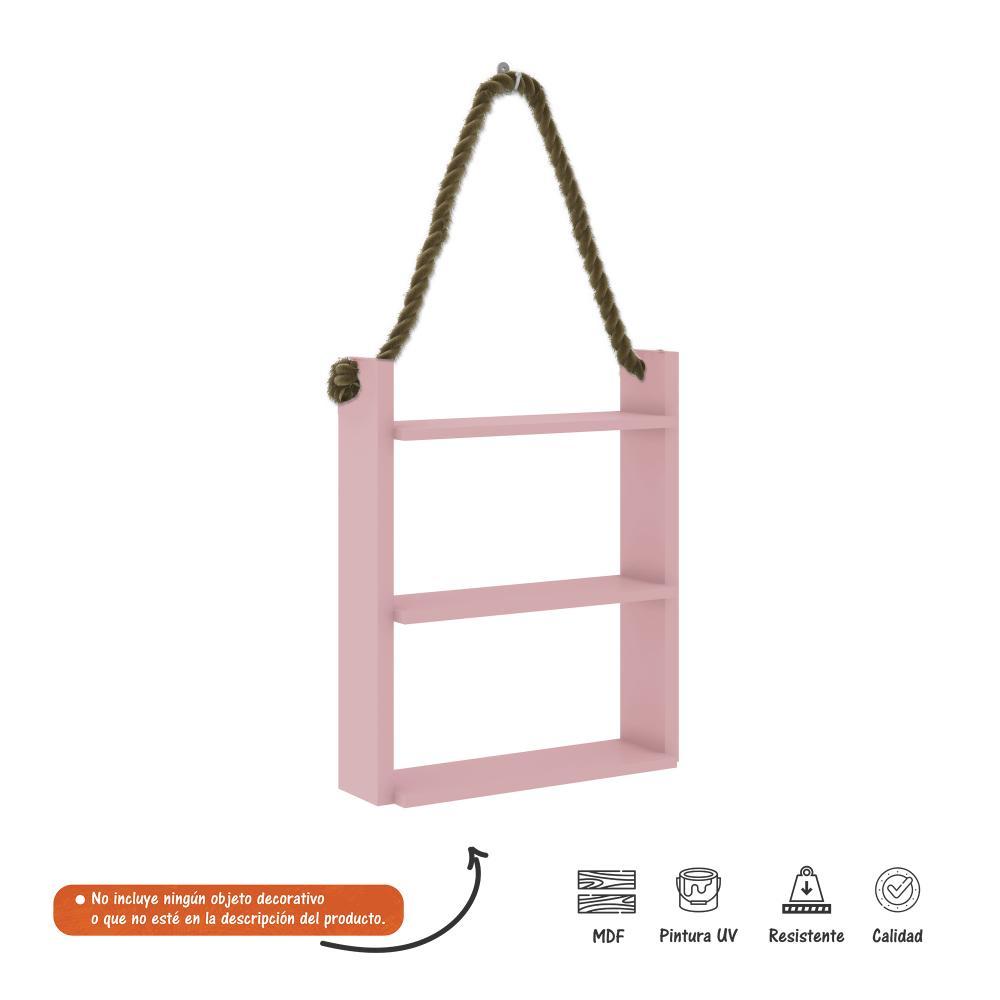 Repisa Rosado 50 cm Rectangular Colgante con Entrepaños - Repisas y Percheros | Bylmo