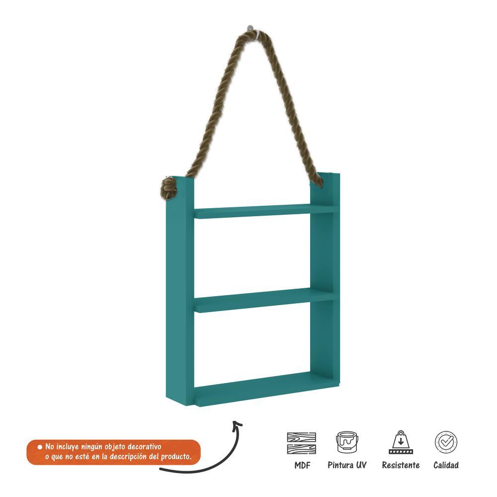 Repisa Turquesa 50 cm Rectangular Colgante con Entrepaños - Repisas y Percheros | Bylmo