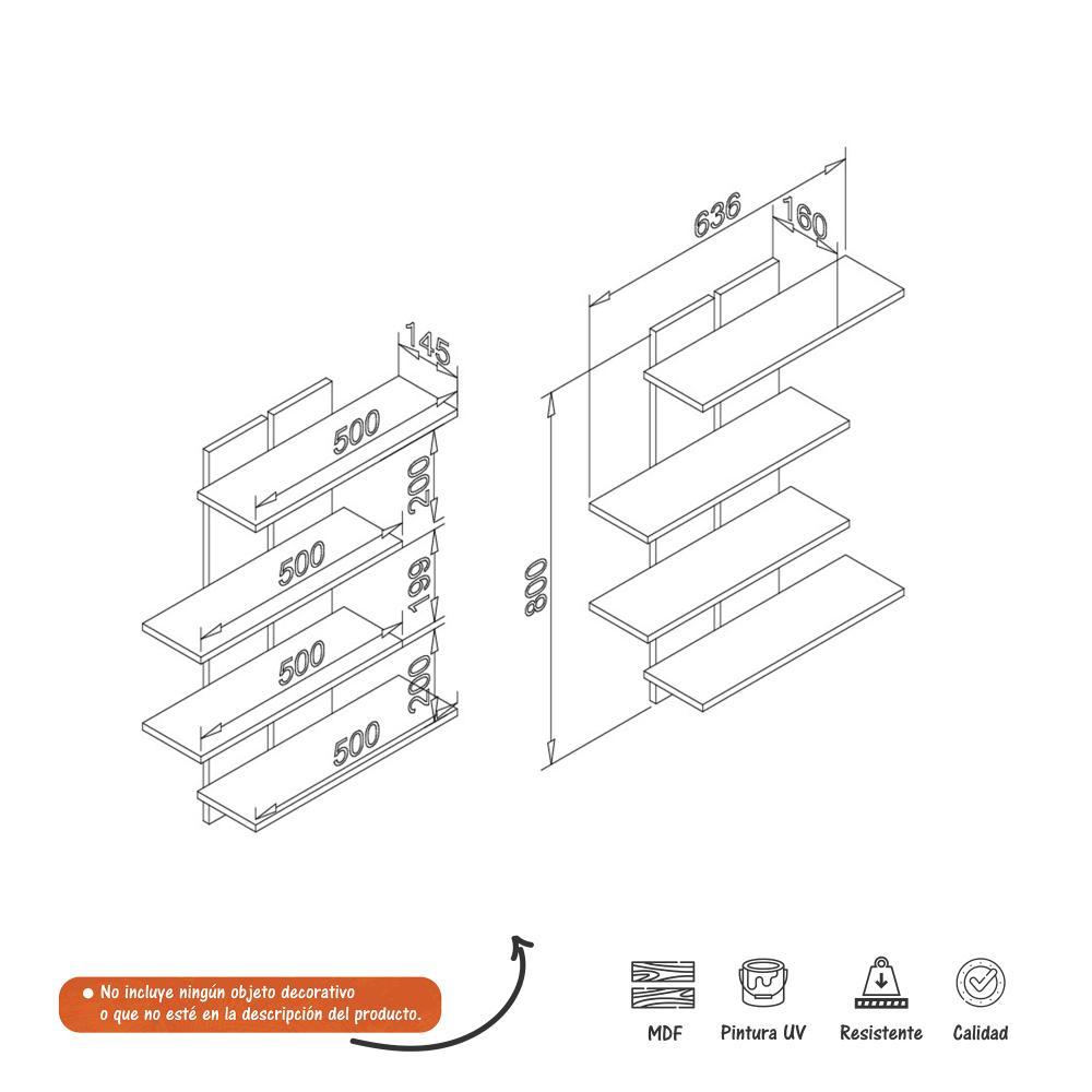 Repisa Negro 63 cm con Cuatro Estantes - Repisas y Percheros | Bylmo
