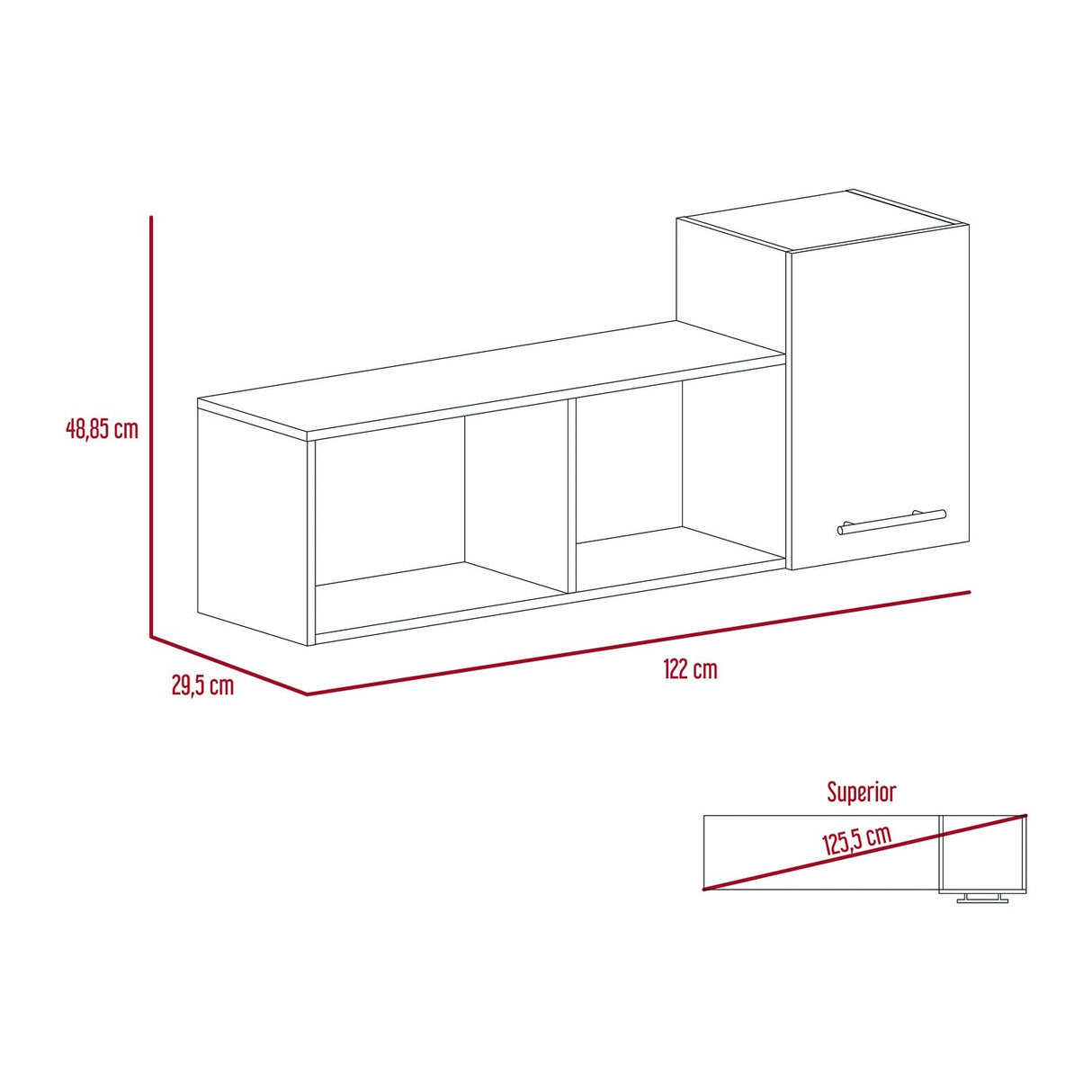 Repisa Newport Duna 122x41cm Rectangular con Dos Entrepaños - Repisas y Percheros | Bylmo