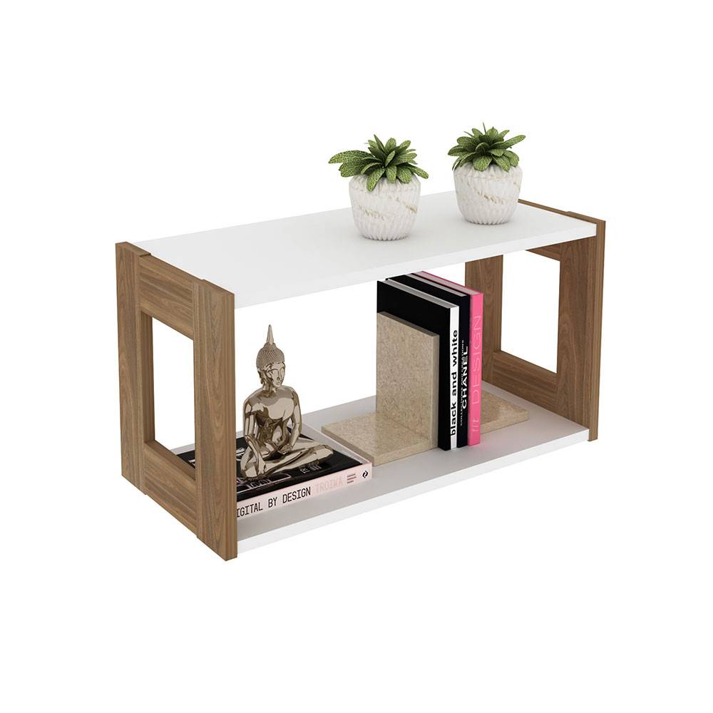 Repisa Oviedo Teca y Blanco 57x29.8cm Rectangular con Dos Entrepaños - Repisas y Percheros | Bylmo