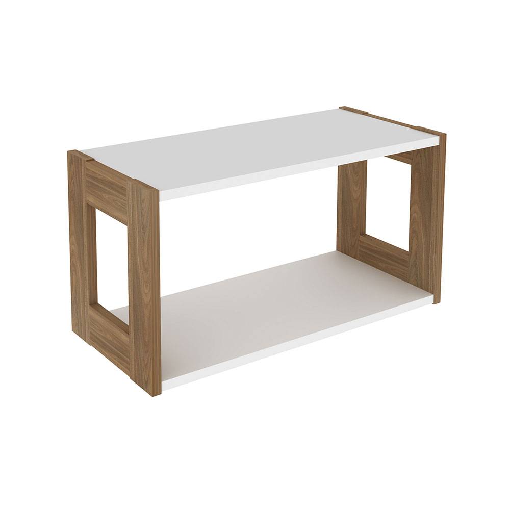 Repisa Oviedo Teca y Blanco 57x29.8cm Rectangular con Dos Entrepaños - Repisas y Percheros | Bylmo