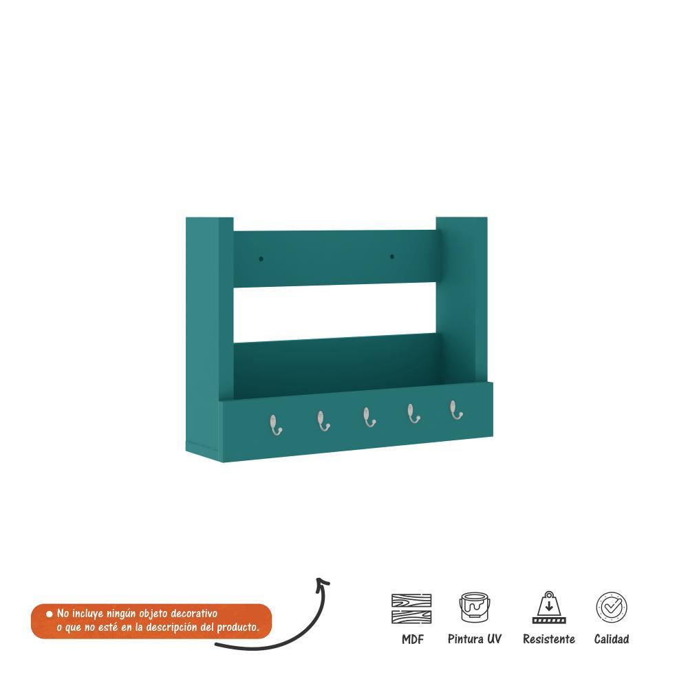 Repisa Turquesa 50 cm Rectangular con Perchero - Repisas y Percheros | Bylmo