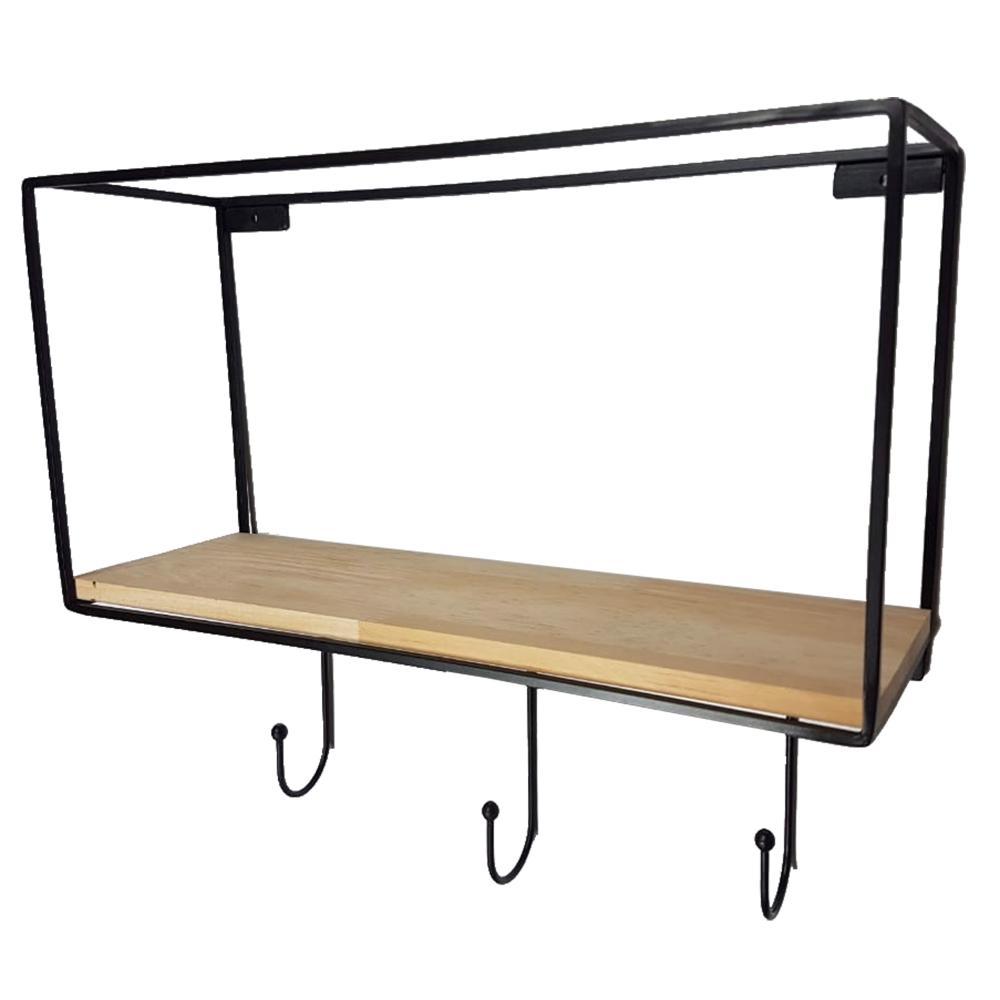 Repisa Totsi Pino y Negro 37 cm Rectangular - Repisas y Percheros | Bylmo