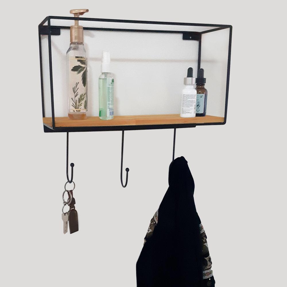 Repisa Totsi Pino y Negro 37 cm Rectangular - Repisas y Percheros | Bylmo