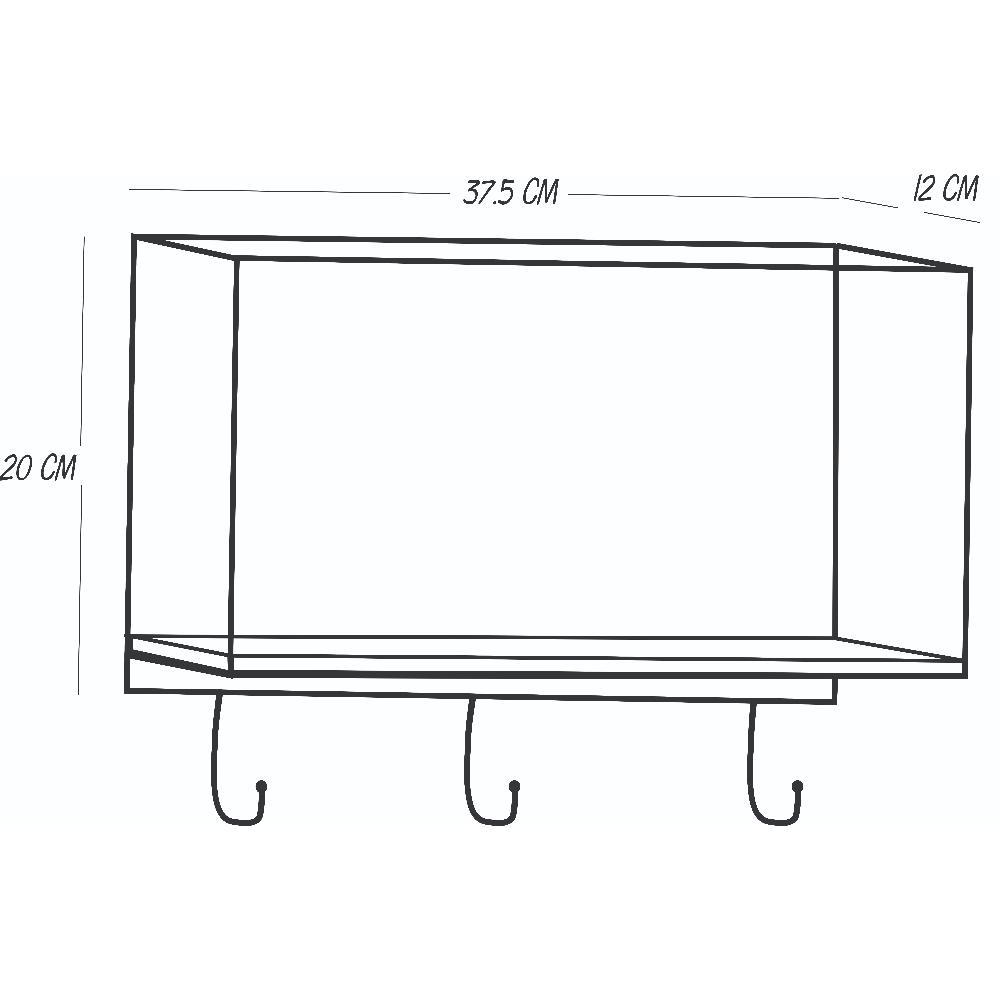 Repisa Totsi Pino y Negro 37 cm Rectangular - Repisas y Percheros | Bylmo