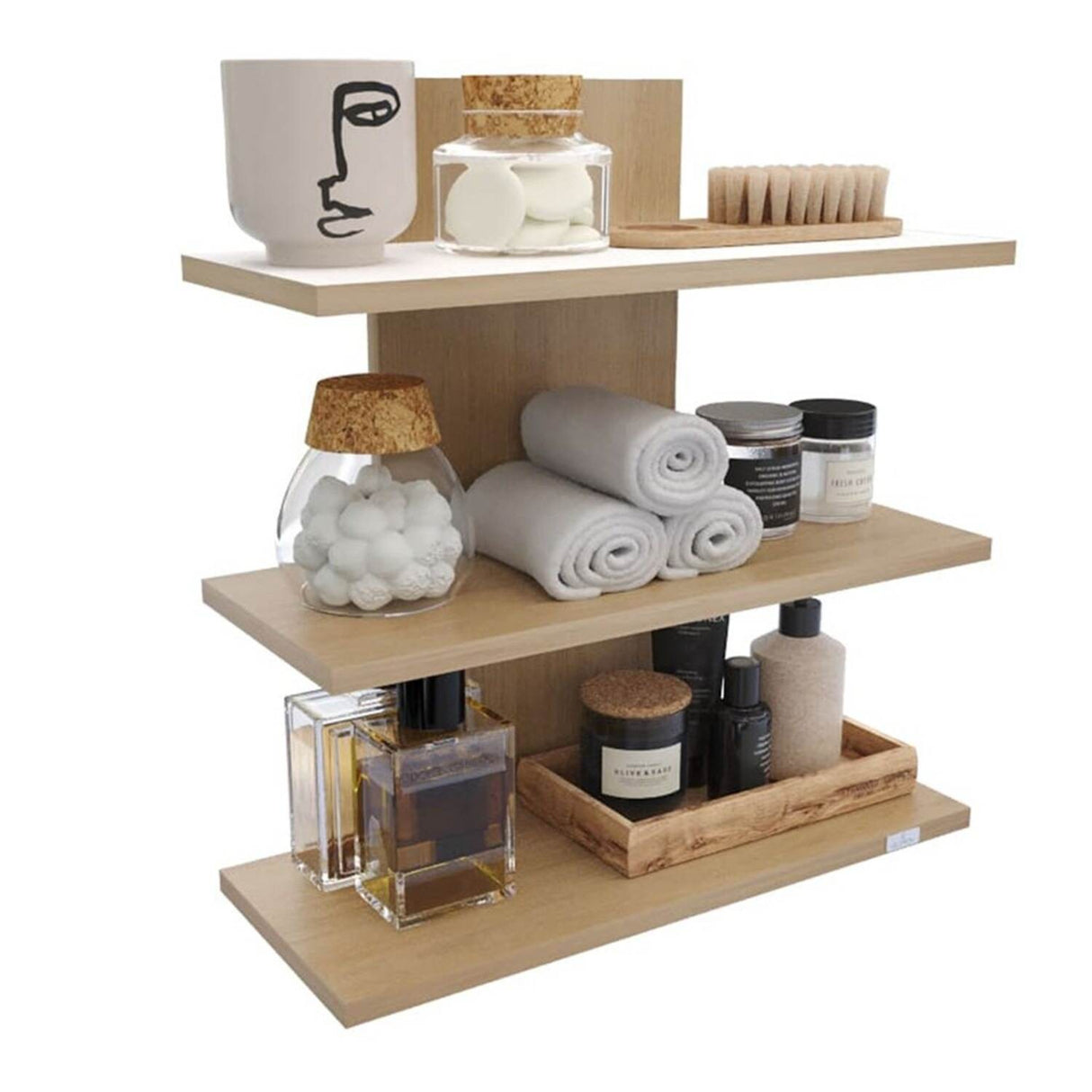 Repisa Ray Rovere 48 cm Rectangular Flotante con Entrepaños - Repisas y Percheros | Bylmo