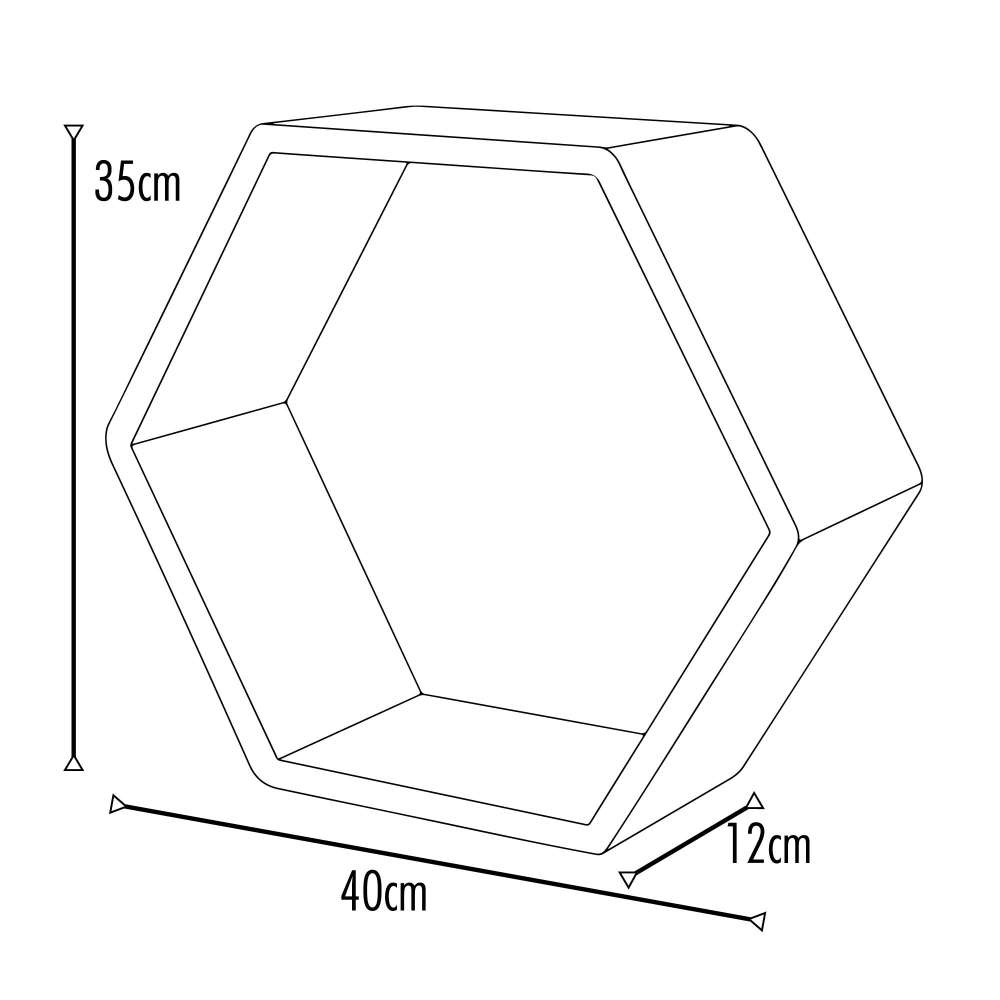 Repisa Blanco 40 cm Hexagono - Repisas y Percheros | Bylmo