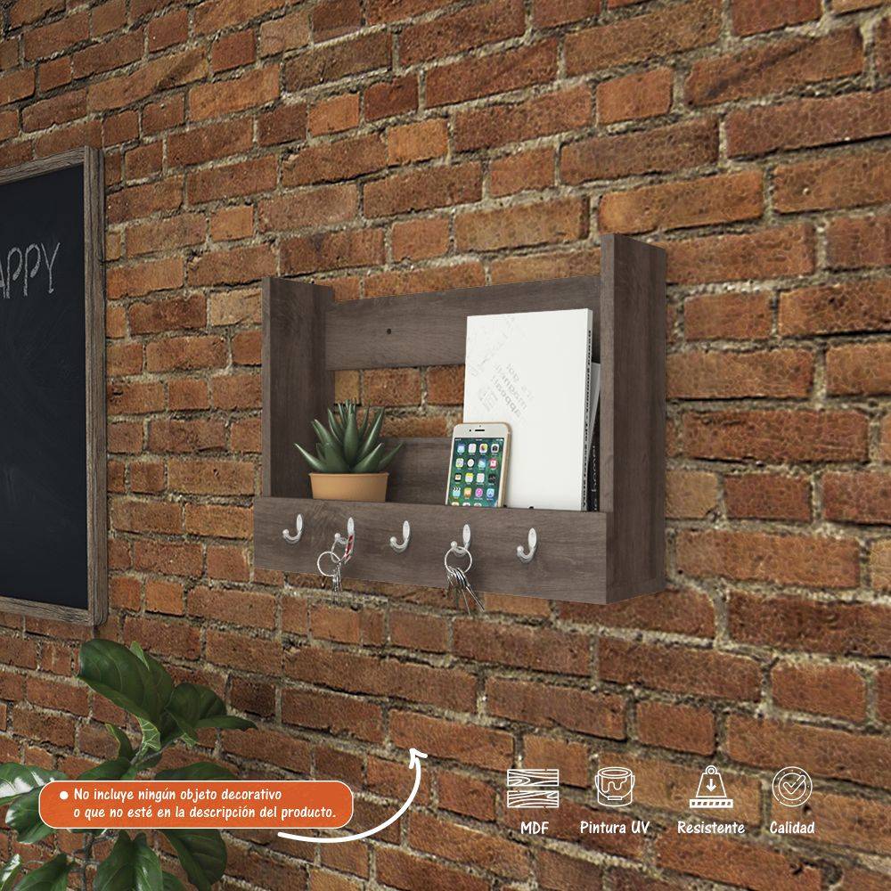 Repisa Cafe 50 cm Rectangular con Perchero - Repisas y Percheros | Bylmo