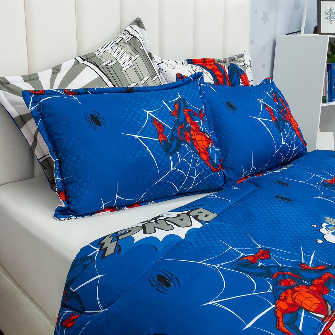 Cubrelecho Acolchado Infantil Azul Oscuro para Cama Semidoble 120 X 190 Cm Doble Faz de Spiderman - Otros textiles | Bylmo