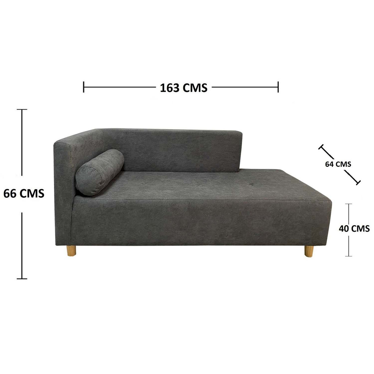 Sala Chaise Long Gris 163 cm con Sofá, Mesa de TV Blanca, Mesa de Centro Blanca y Puff Gris - Combos Sala | Bylmo