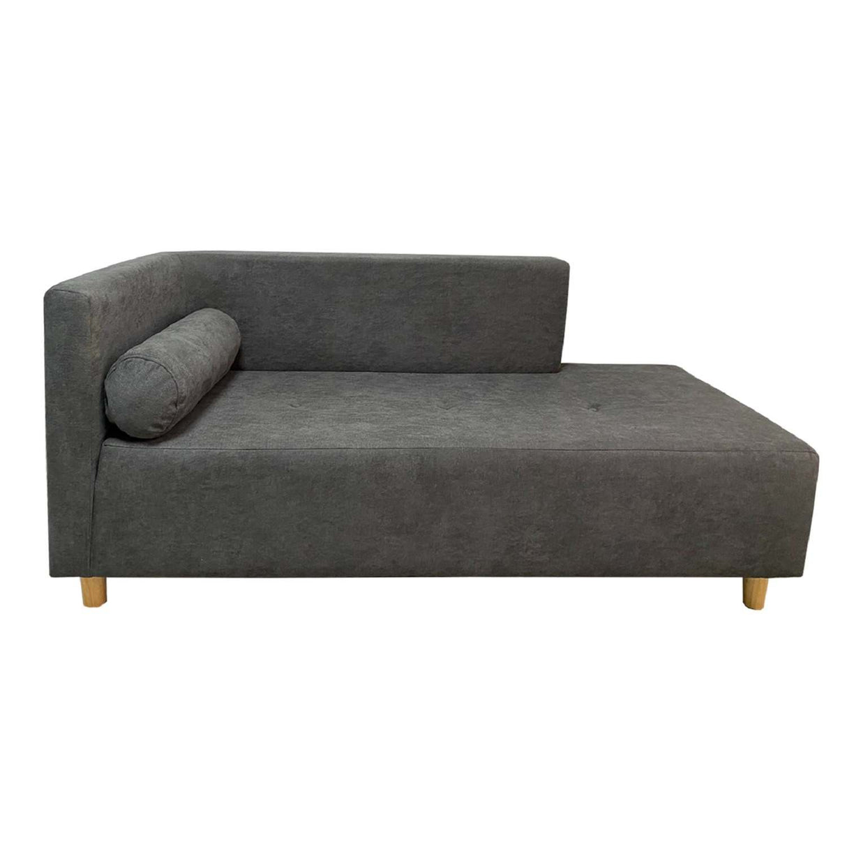 Sala Chaise Long Gris 163 cm con Sofá, Mesa de TV Blanca, Mesa de Centro Blanca y Puff Gris - Combos Sala | Bylmo