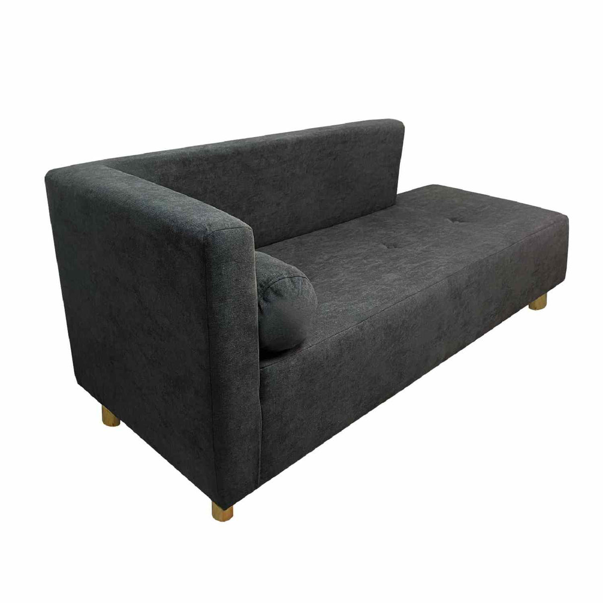 Sala Chaise Long Gris 163 cm con Sofá, Mesa de TV Blanca, Mesa de Centro Blanca y Puff Gris - Combos Sala | Bylmo