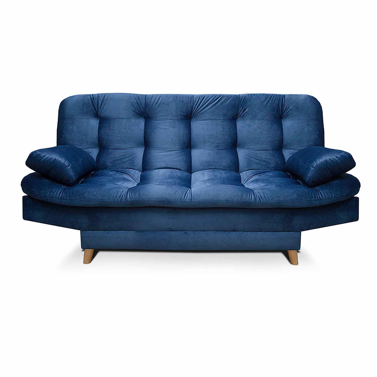 Sala Clic Clac Fendik Azul 210 cm con Sofá de 3 Puestos, 2 Poltronas Reclinables y Cojines Decorativos - Combos Sala | Bylmo