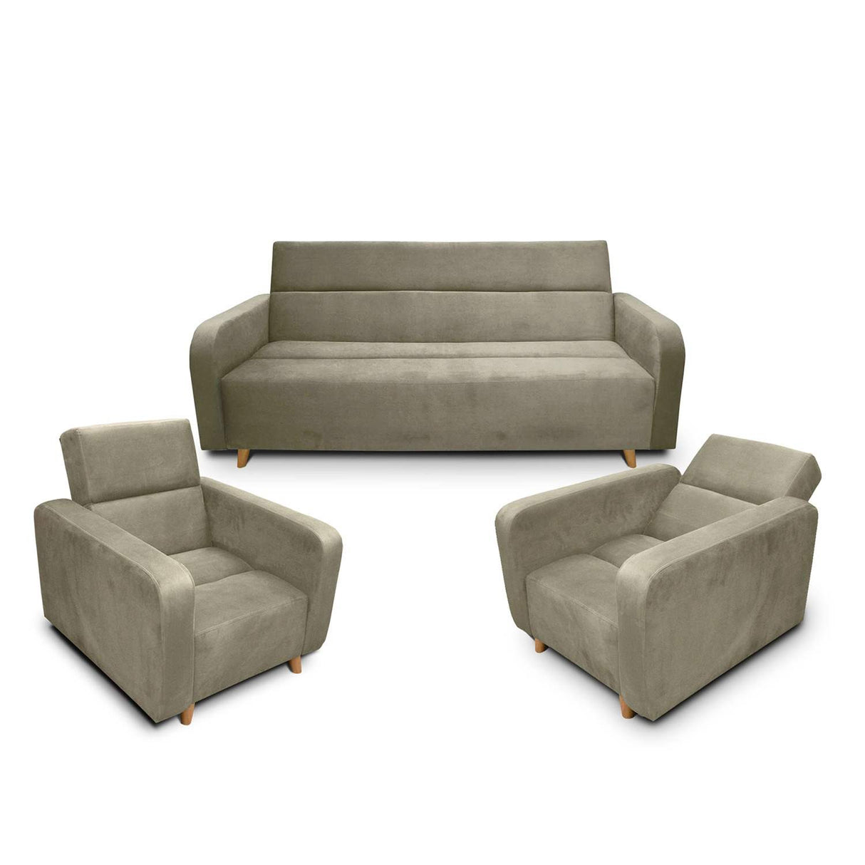 Sala Clic Clack Úngaro Camel 200 cm con Sofá de 3 Puestos y 2 Poltronas Reclinables - Combos Sala | Bylmo