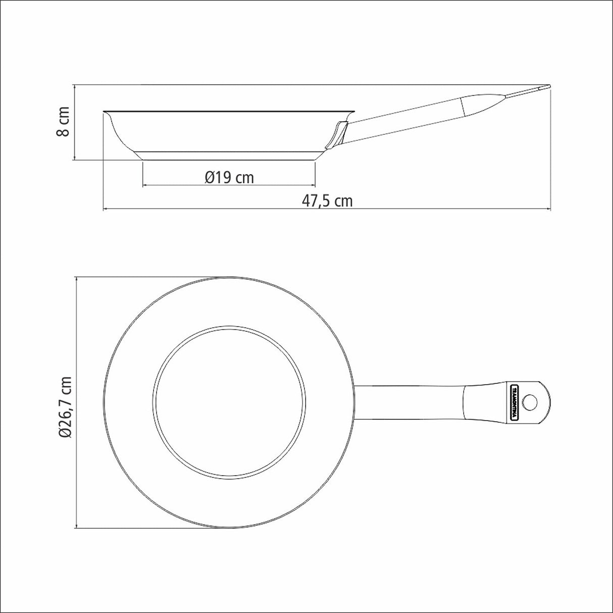 Sarten Professional Acero Inoxidable 26 cm de Acero Inoxidable Fondo Triple con Mango Acero - Ollas y Sartenes | Bylmo